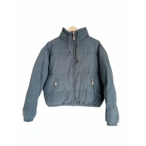 Eddie Bauer Women's XL Puffer Jacket Down Fill green Quilted cropped Winter Coat